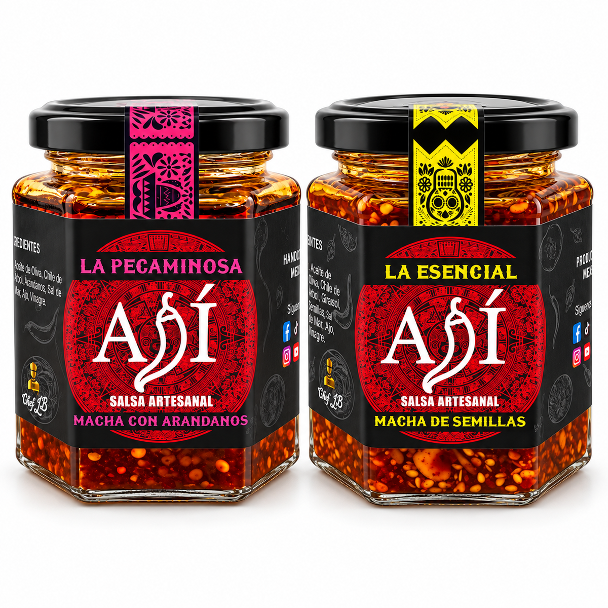 Pack de 2 Salsas Machas Artesanales La Esencial y La Pecaminosa de Semillas y Arándanos