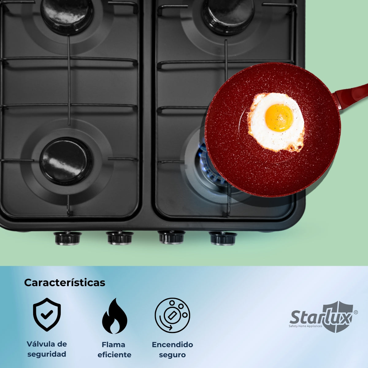 Parrilla/estufa De 4 Quemadores De Gas Con Tapa Color Negro Negro SGS-6004B