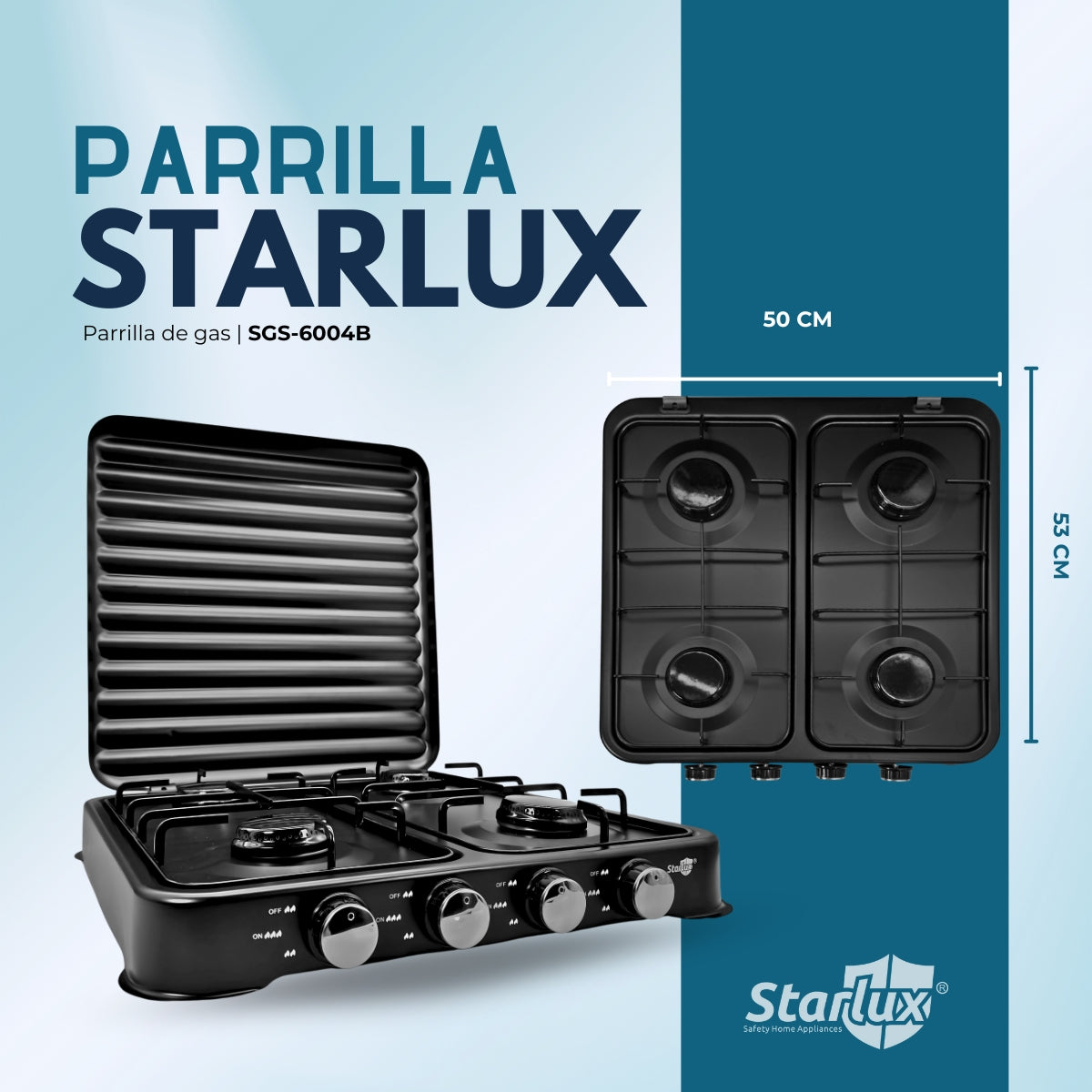 Parrilla/estufa De 4 Quemadores De Gas Con Tapa Color Negro Negro SGS-6004B