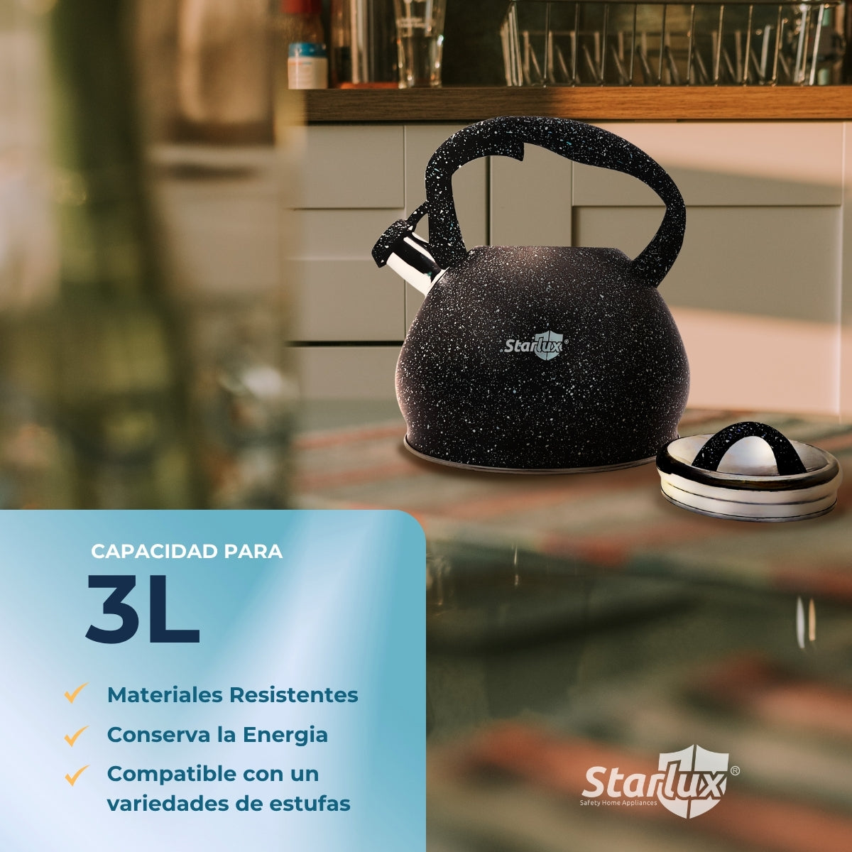 Tetera hervidor Starlux 3L inducción acero inoxidable SL-11805