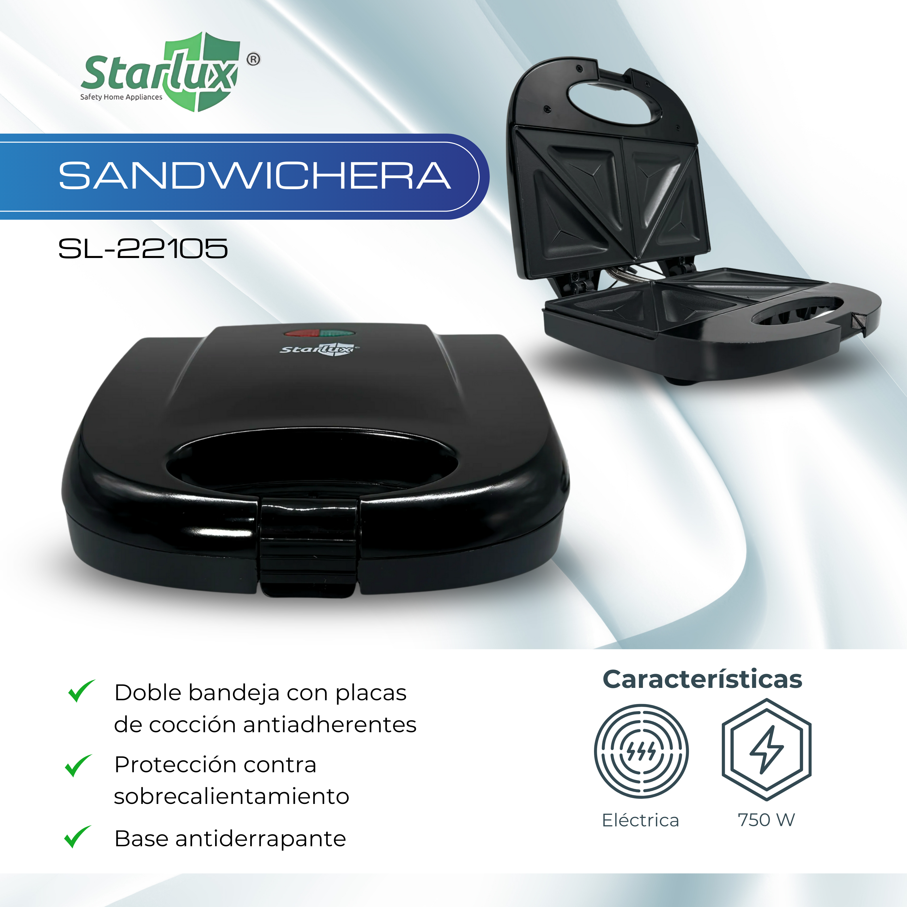 #ComboArena Licuadora y Extractor Ninja Foodie Power Ultimate CO401B y Sandwichera Antiadherente De Doble Compartimiento Starlux