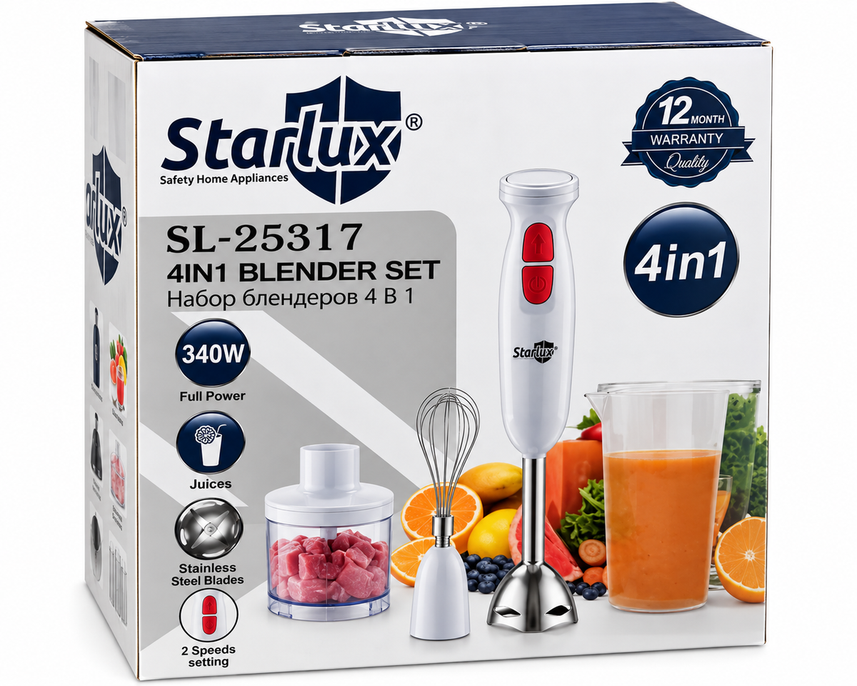 Batidora de mano 4 en 1 de 2 velocidades Starlux SL-25317