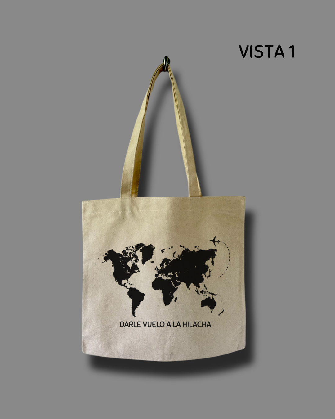 Travel Tote Bag Habfit Color Beige Loneta 100% Algodón