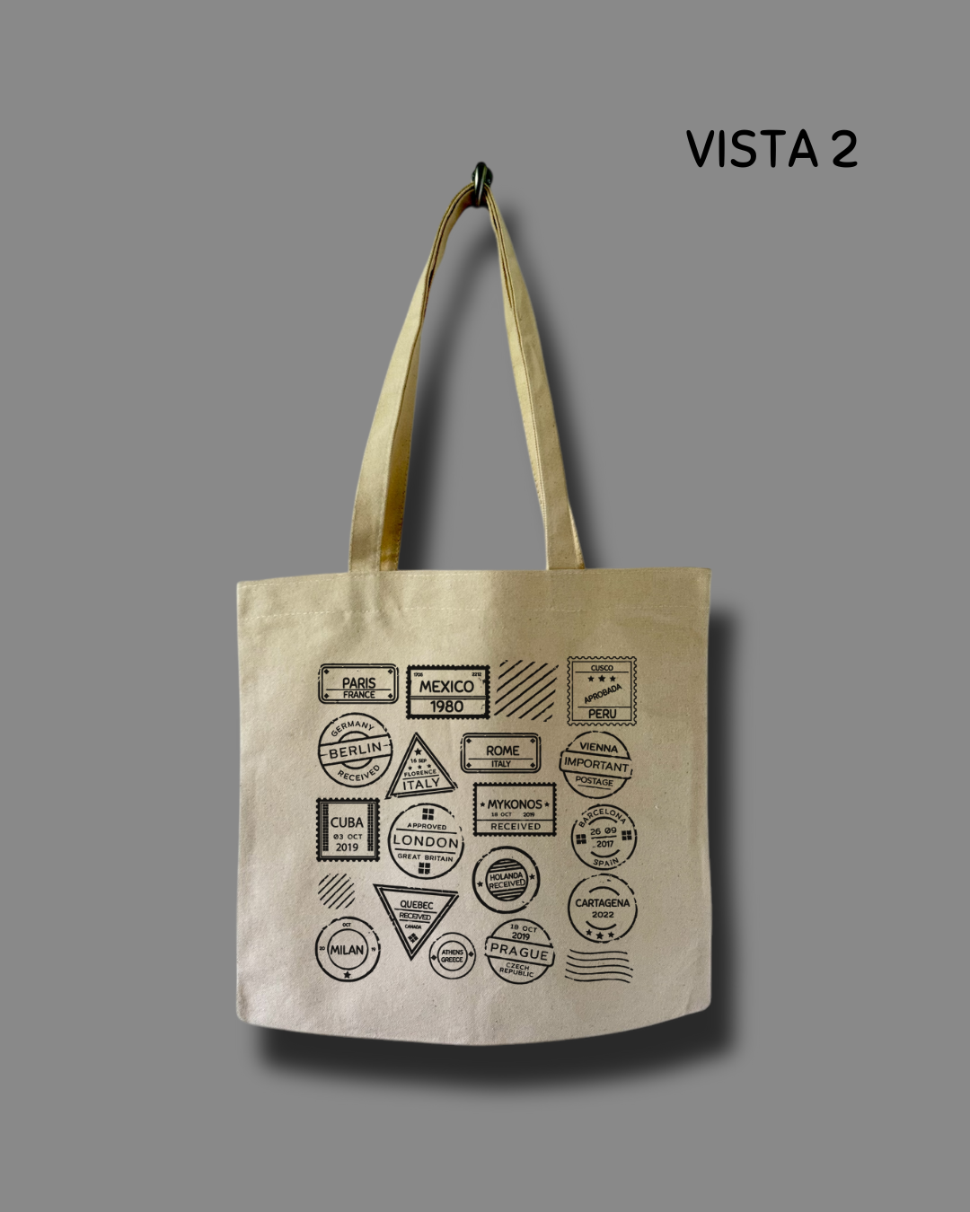 Travel Tote Bag Habfit Color Beige Loneta 100% Algodón