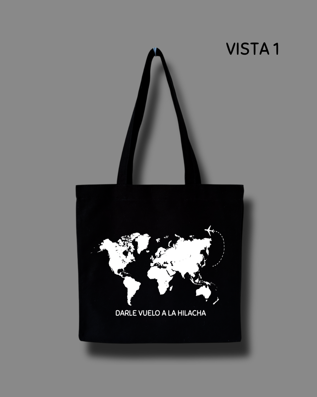 Travel Tote Bag Habfit Color Negra Loneta 100% Algodón