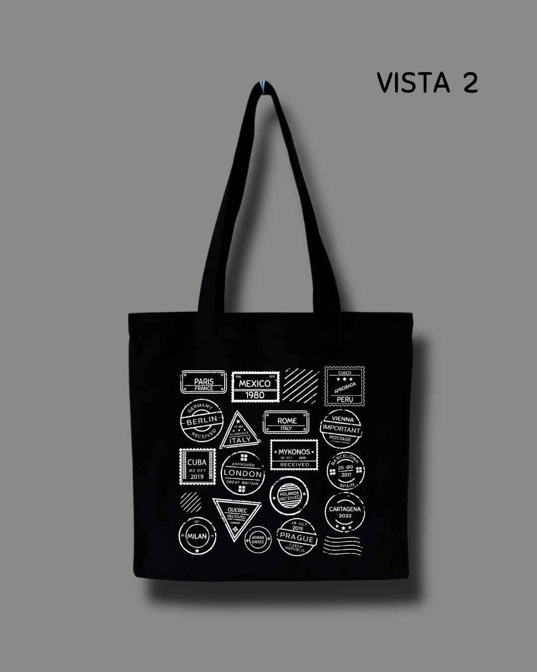 Travel Tote Bag Habfit Color Negra Loneta 100% Algodón