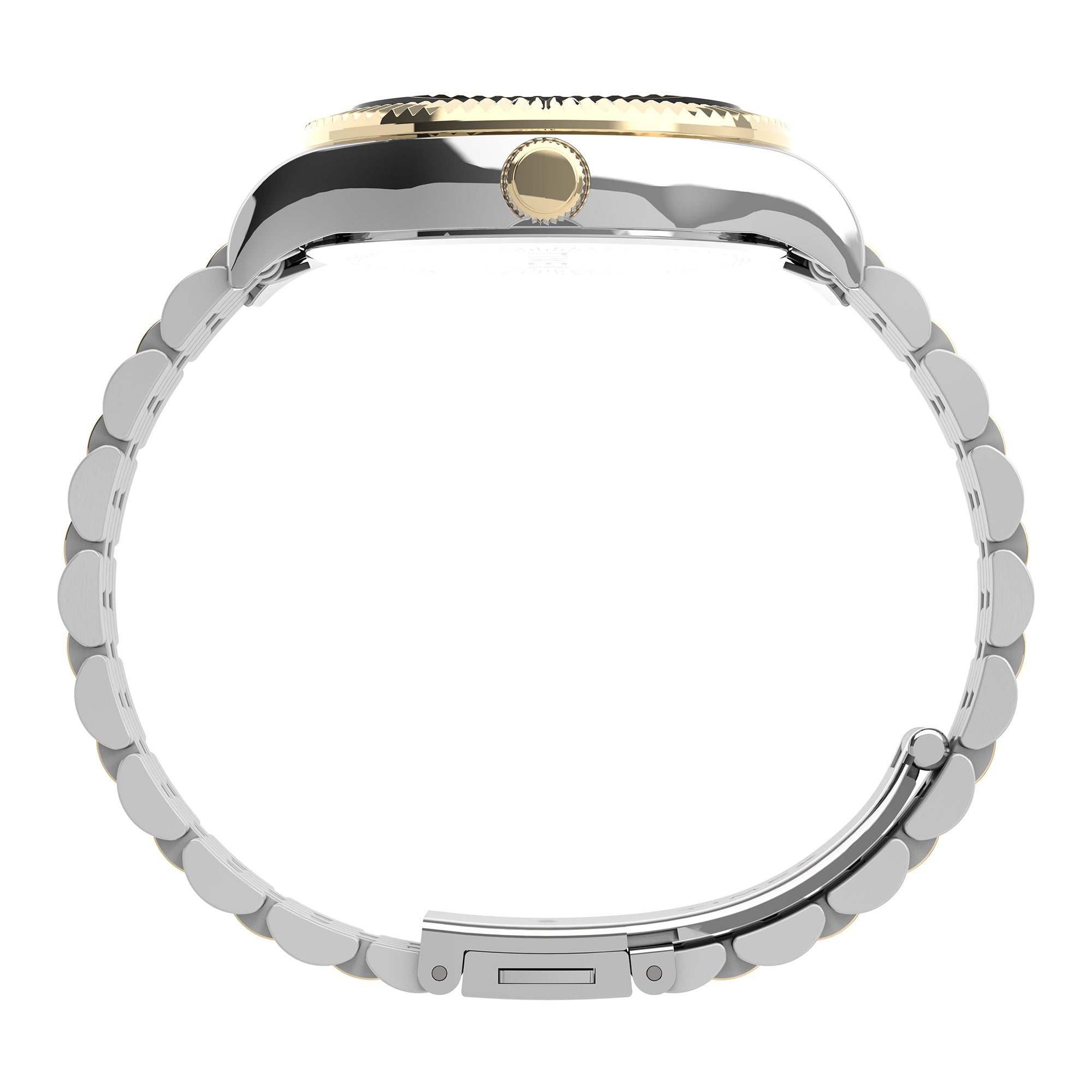 Timex Waterbury Carat Azul Dama 34 mm Braz Ac Inox Bi-Tono TW2V45800