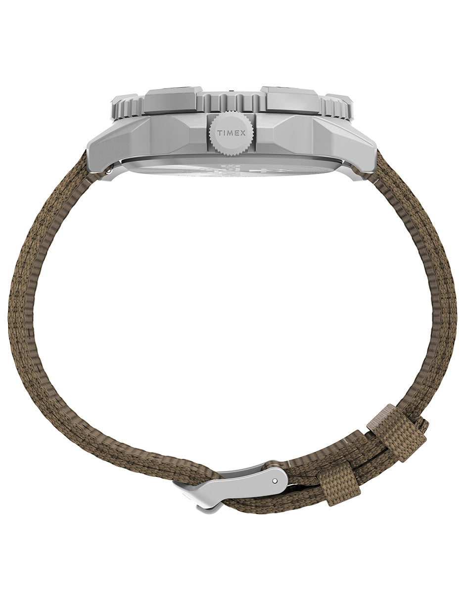 Timex Expedition North Ridge Cab 3 Manecillas Carat Cafe Corr Nylon Cafe Caja Aleacion De Metal 42 mm TW2V62400