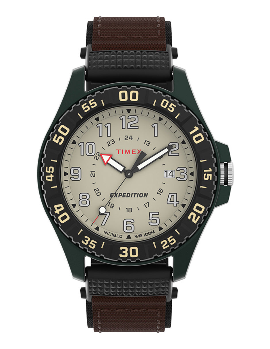 Timex Acadia Rugged Cab 3 Manecillas Carat Natural Corr Nylon Cafe Caja Resina 42 mm TW4B26500
