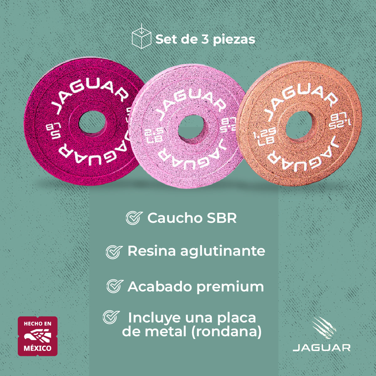 Set de Bumpers de 5LB, 2.5LB y 1.25LB Modelo Barbie rosa | Bumpers Jaguar