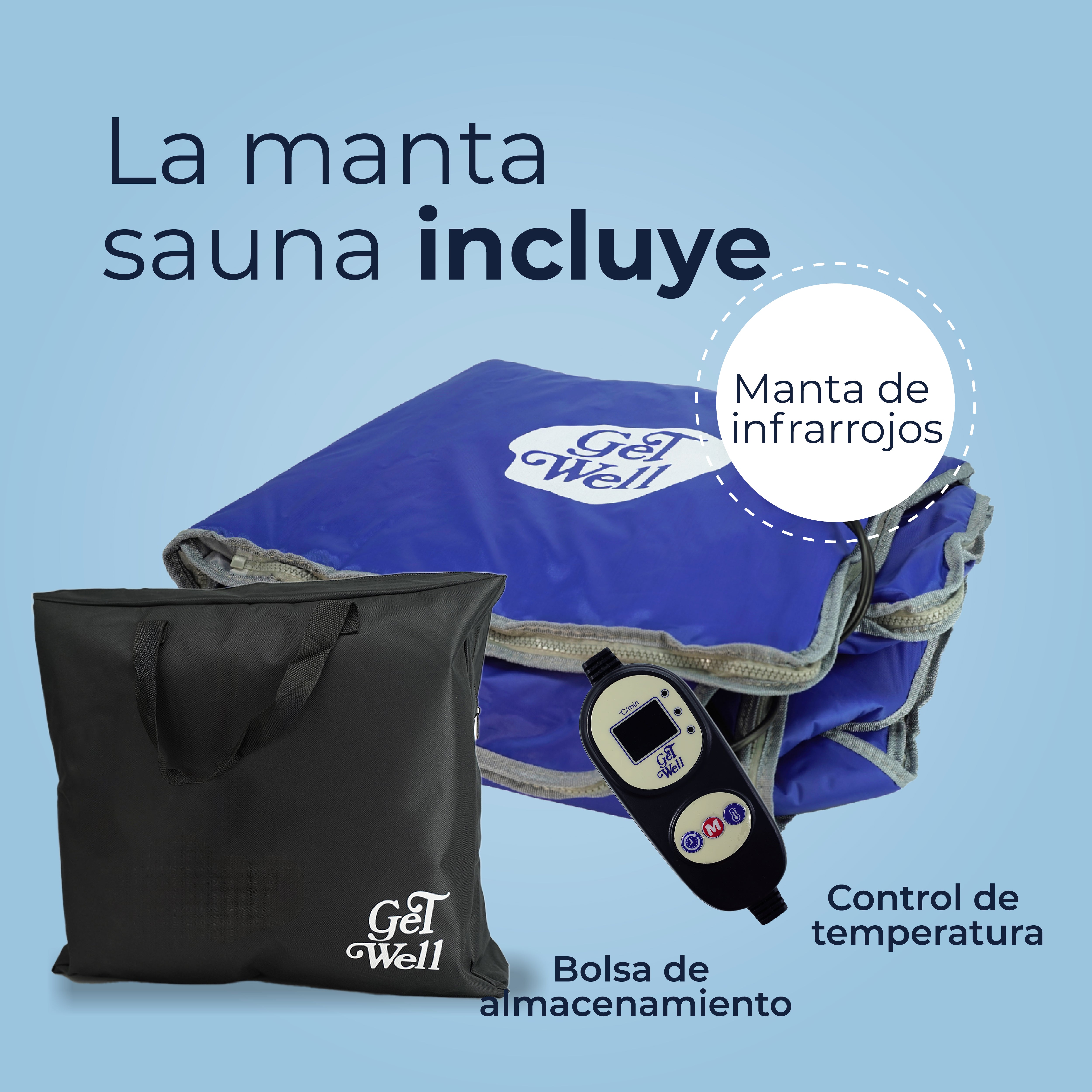 Manta Sauna De Infrarrojos Lejanos Get Well Azul
