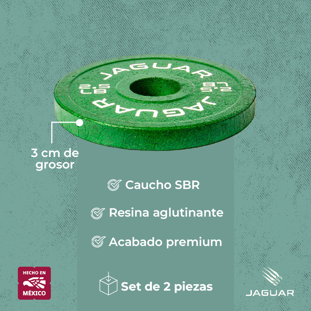 Jaguar Par De Discos Caucho Crossfit Gym 2.5 Lbs