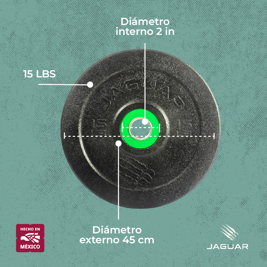 Jaguar Par De Discos Caucho Crossfit Gym 15 Lbs