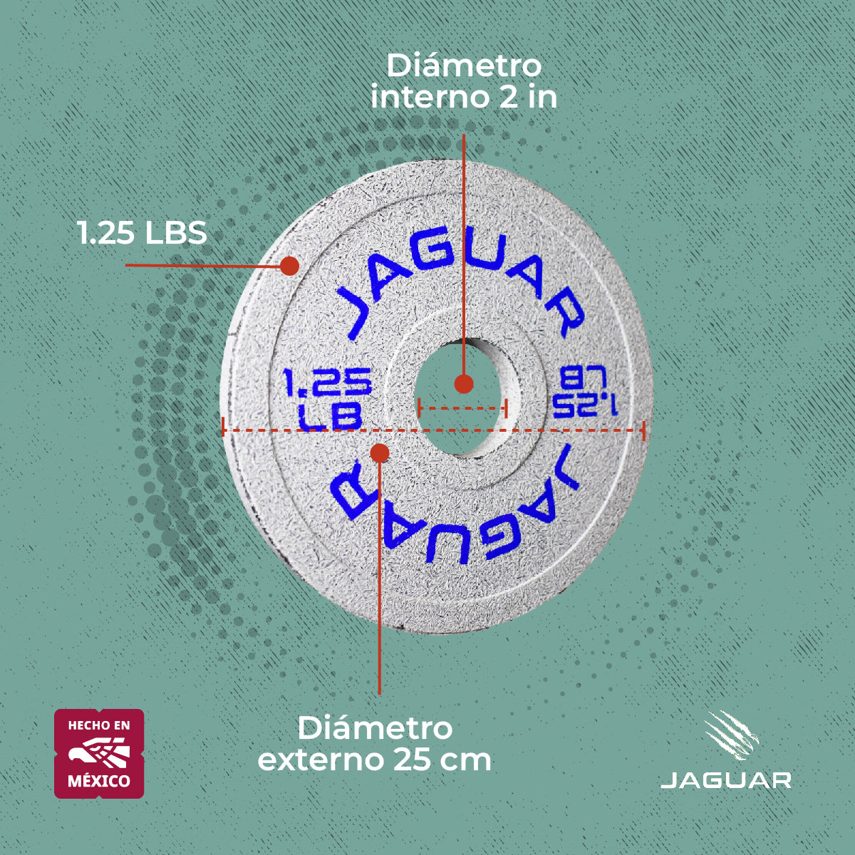 Jaguar Par De Discos Caucho Crossfit Gym 1.25 Lbs