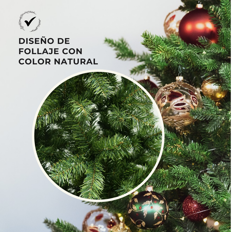 Árbol De Navidad Frondoso Artificial 1.80m con estuche y luces navideñas de regalo | Verde | EsoQuiero