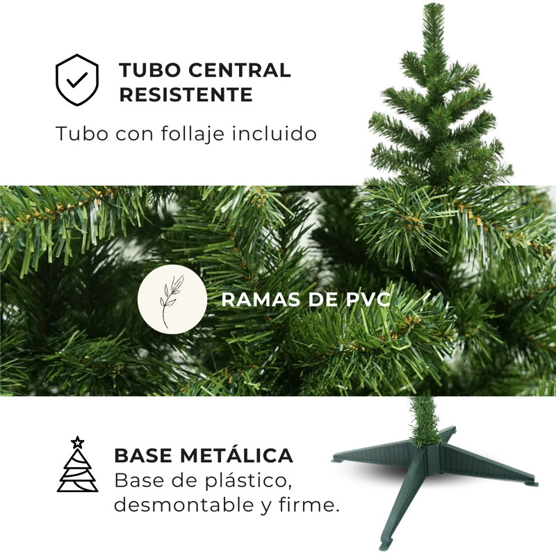 Árbol De Navidad Frondoso Artificial 1.80m con estuche y luces navideñas de regalo | Verde | EsoQuiero