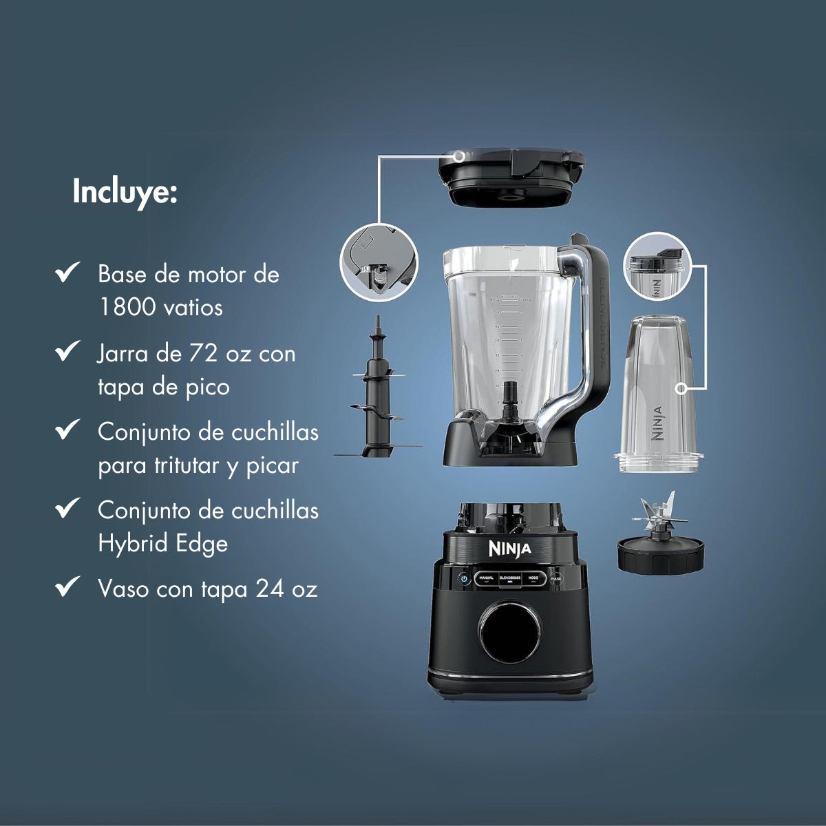 Licuadora Y Procesador Ninja Detect Kitchen TB401 Negro