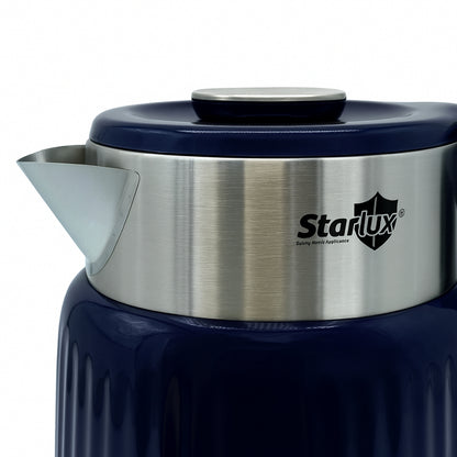 Jarra eléctrica Starlux 2L, doble capa envejecida, apagado automático, fácil de limpiar, bajo ruido de agua hirviendo color azul SL-24177.