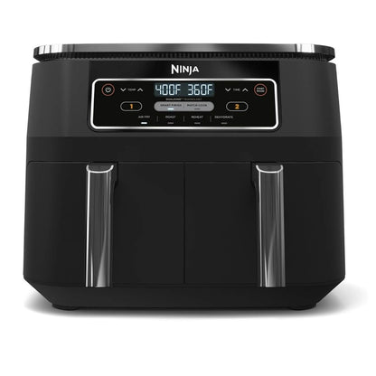 Freidora de aire Ninja dualzon DZ100 Foodi  4 en 1 , 8 cuartos de galón, Cestas Independientes, Tecnología Smart Finish y Match Cook
