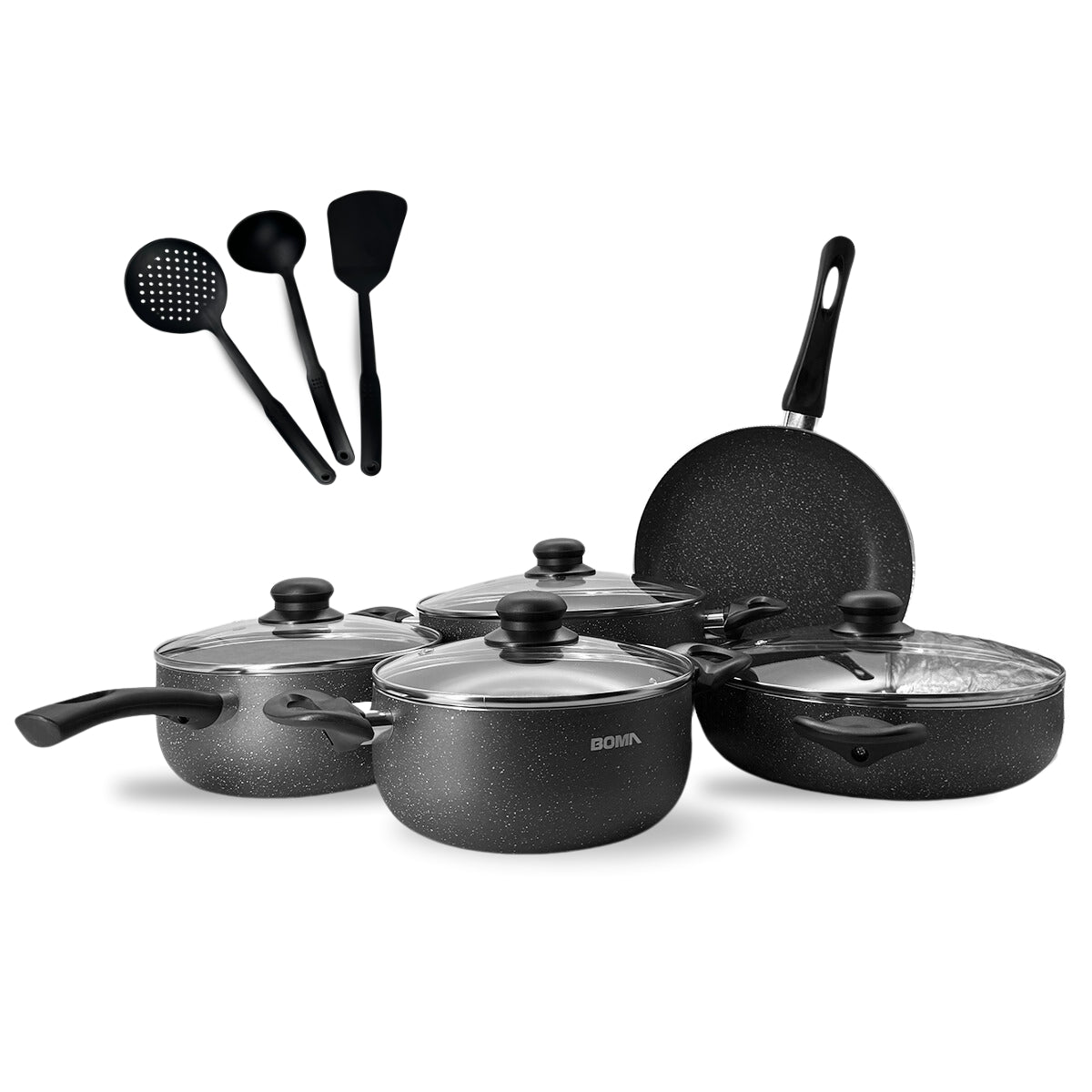 Batería De Cocina Boma 12pz Ergonómico Antiadherente BM-K12G Gris