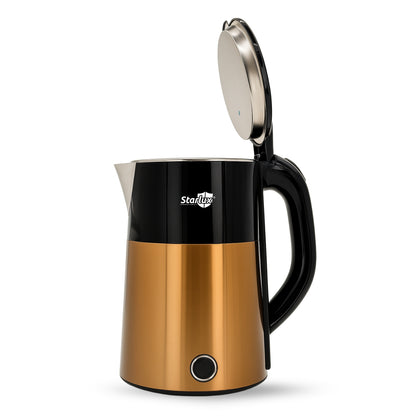 Jarra eléctrica dorada Starlux de 2.3 L, de acero inoxidable y protector contra quemaduras SL-24155