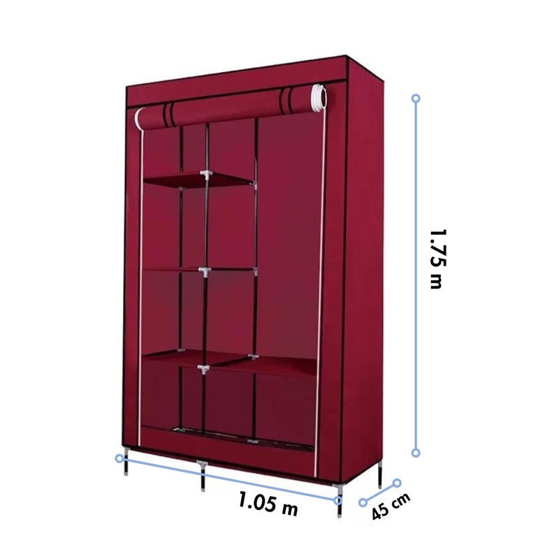 Closet Armario Plegable Tela 2 Puertas Portátil Vino 1.75 M