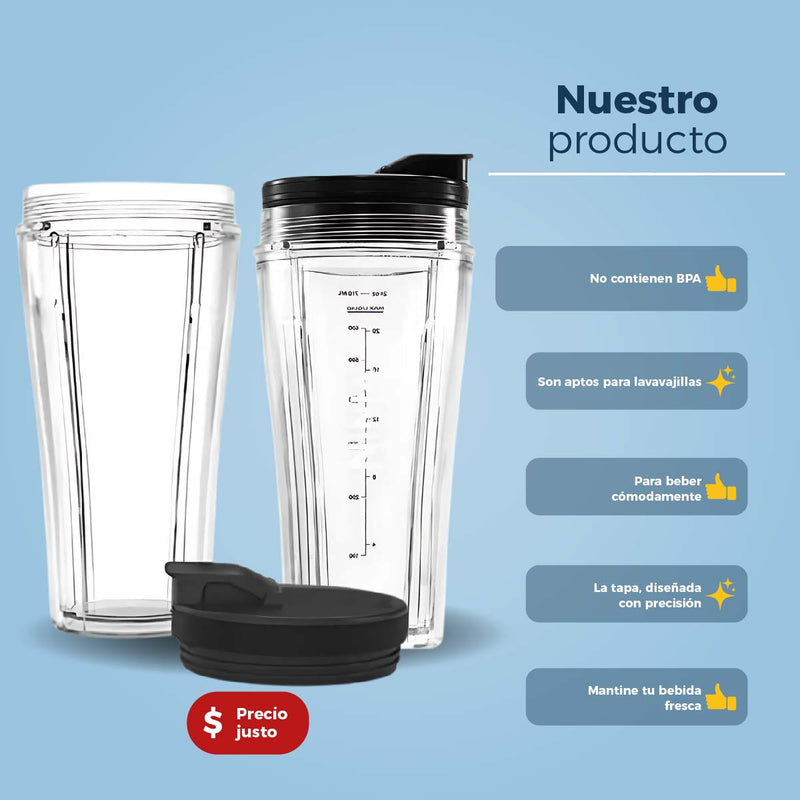 2 pack Vasos Ninja Nutri De 24 Oz Bl480, Bl640, Bl2000, Bn750