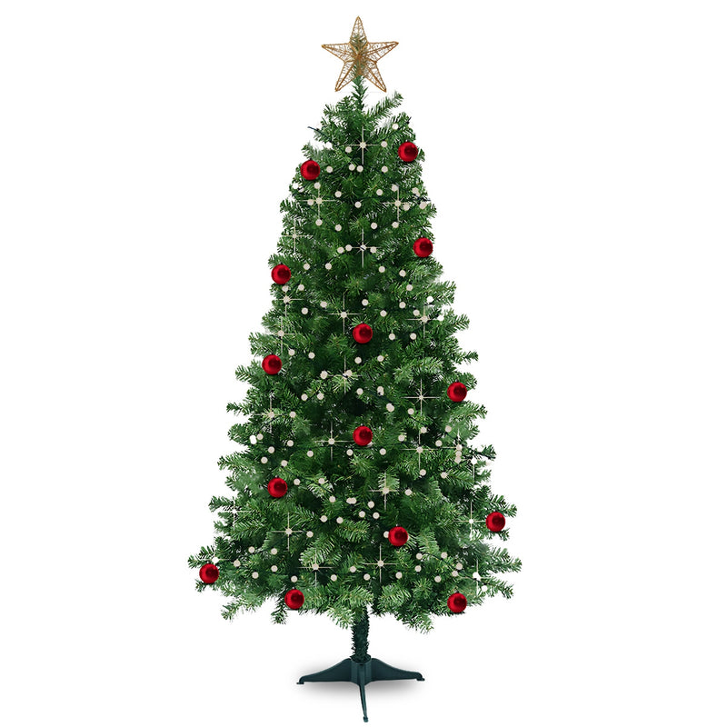 Arbol De Navidad Frondoso Artificial 2.10m con estuche y luces navideñas de regalo | Verde | EsoQuiero