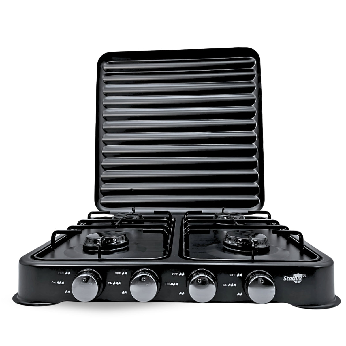 Parrilla/estufa De 4 Quemadores De Gas Con Tapa Color Negro Negro SGS-6004B