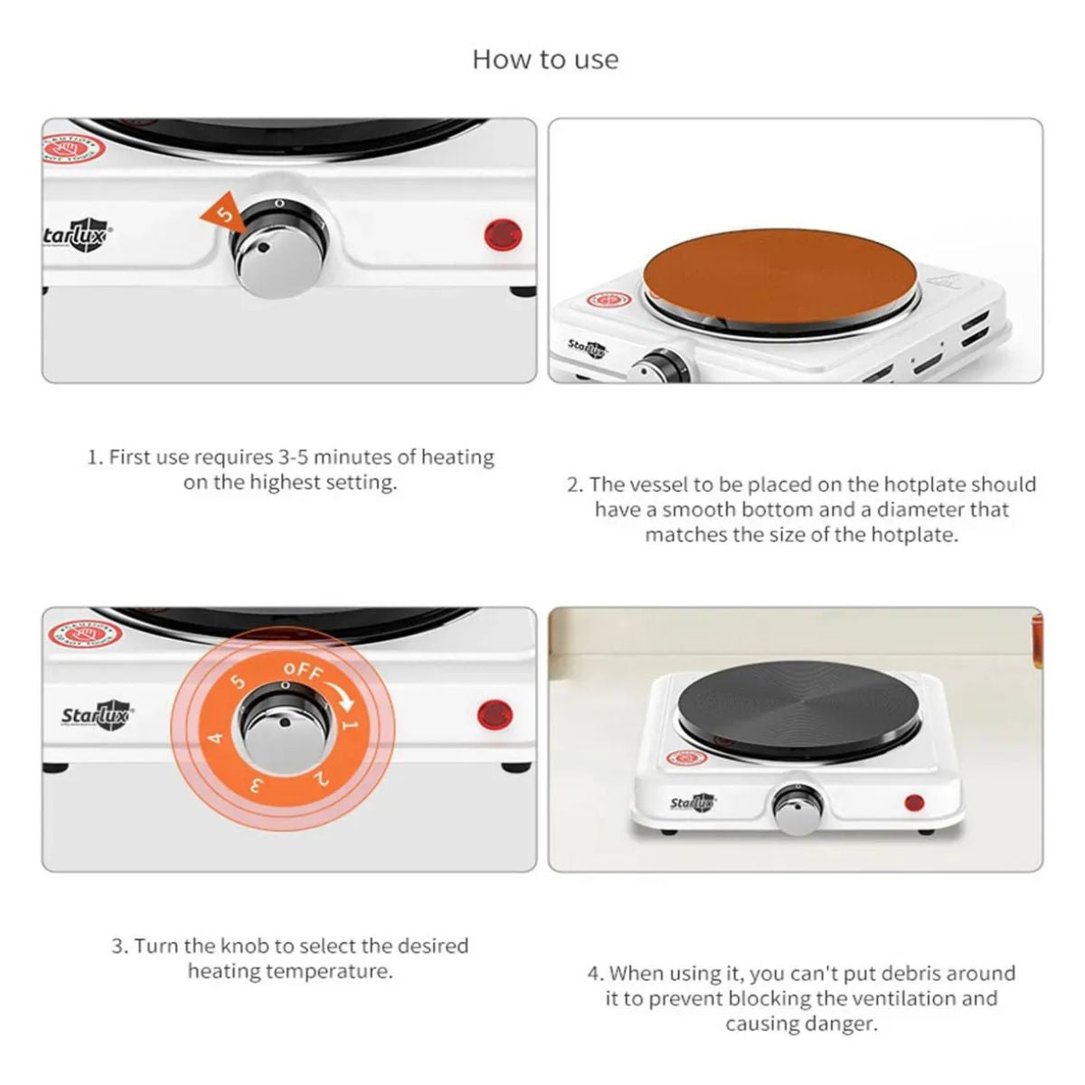 Parrilla Eléctrica Starlux SHP-5702 1000W 110V Portátil