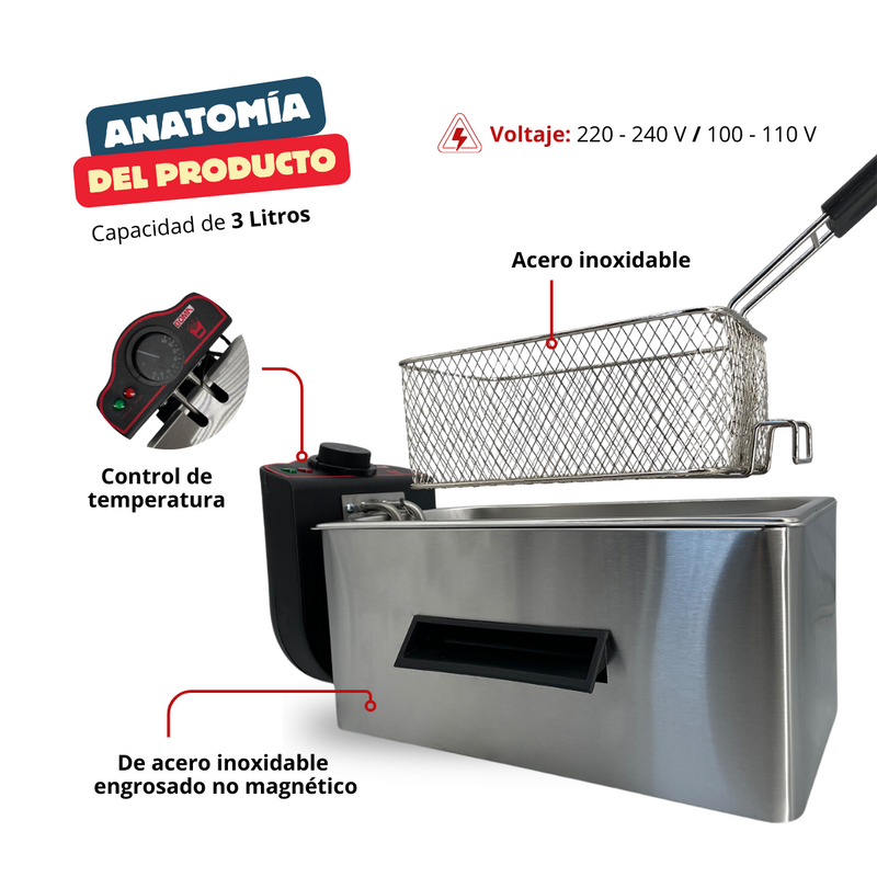 Freidora de aceite BOMA 3 litros BM-3L 2000W