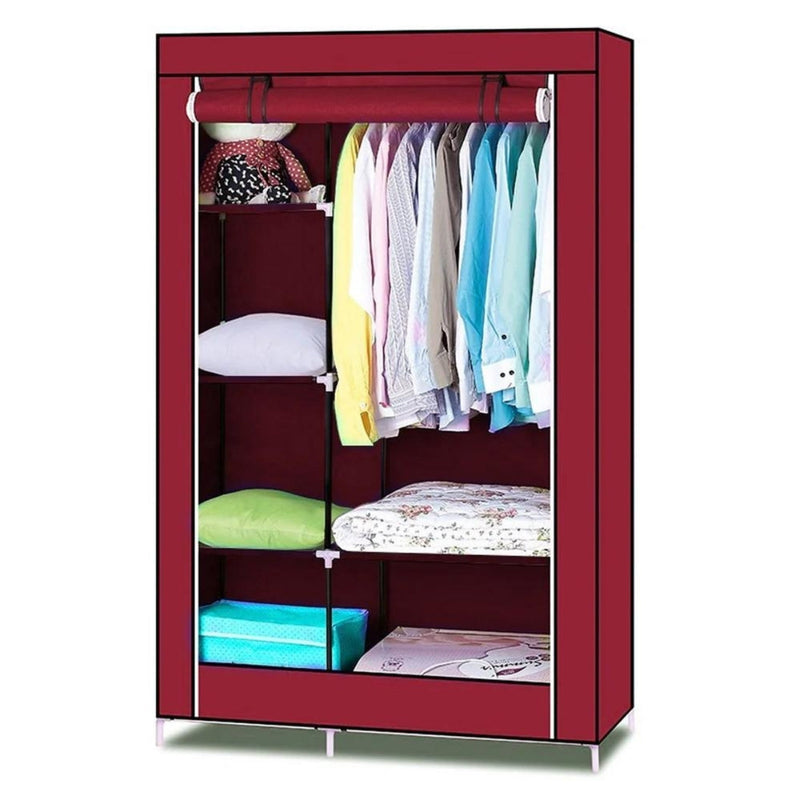 Closet Armario Plegable Tela 2 Puertas Portátil Vino 1.75 M