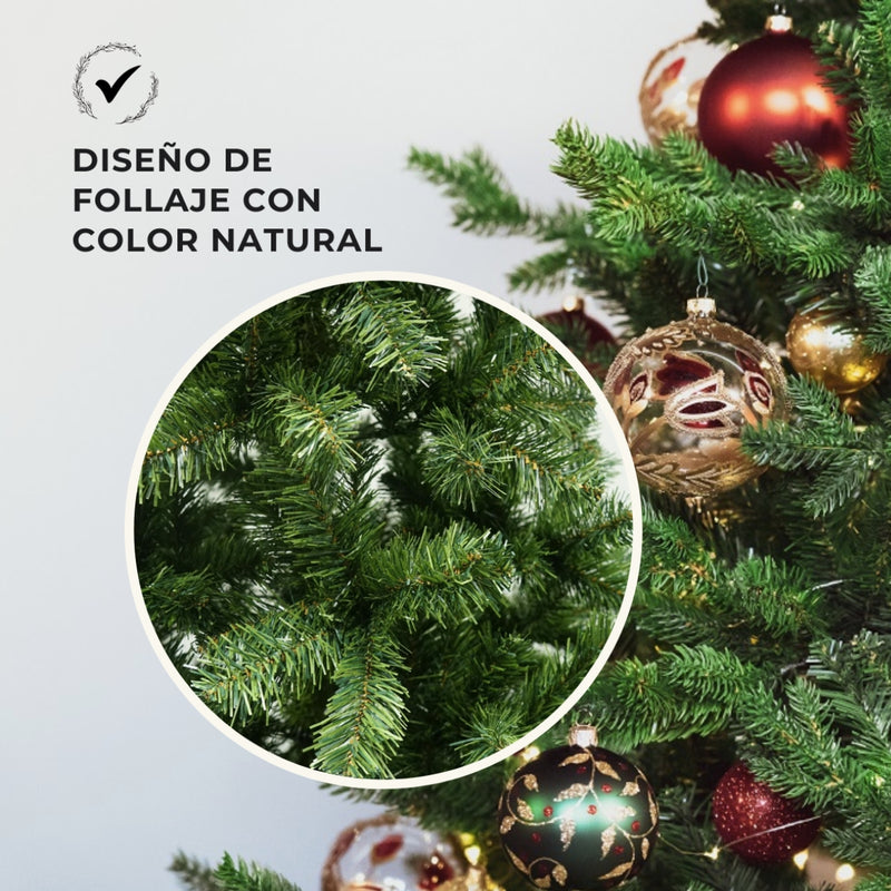 Arbol De Navidad Frondoso Artificial 2.10m con estuche y luces navideñas de regalo | Verde | EsoQuiero