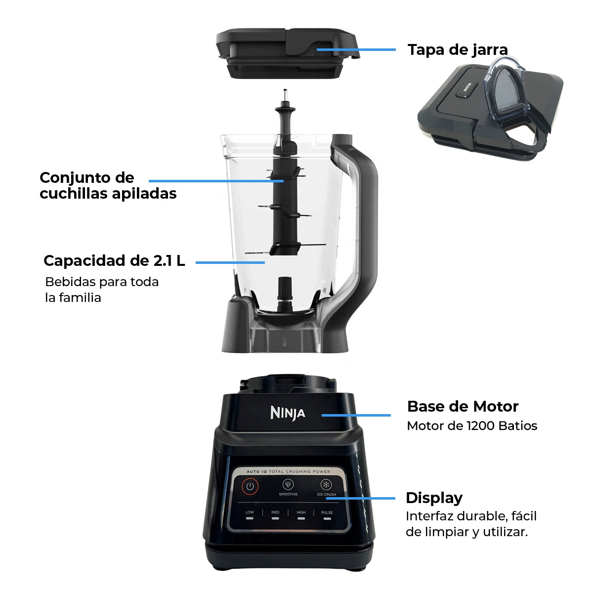 Licuadora Profesional Ninja BN700 1200 Watts Auto-iQ