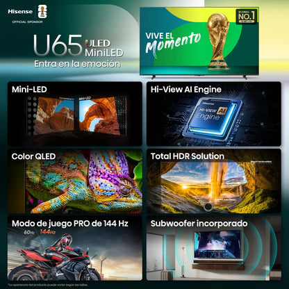 Pantalla Hisense ULED AI 65 Pulgadas Fire TV 4K 65U65QF