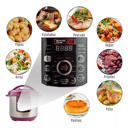 Olla de Presion Speedy Cook Multifuncional 6 en 1 7.7 Litros Violeta