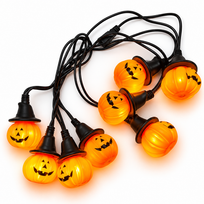 Guirnalda Calabaza Con Sombrero, 10 focos led, 5 metros, interior y exterior, modelo AP104