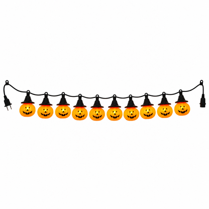 Guirnalda Calabaza Con Sombrero, 10 focos led, 5 metros, interior y exterior, modelo AP104