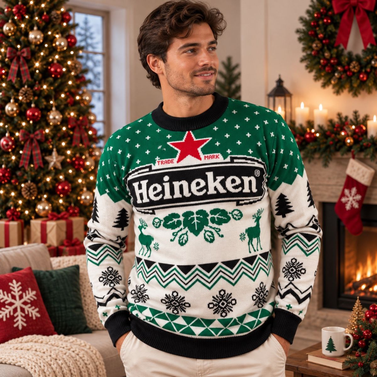 Sueter navideño Ugly Sweater Heineken Unisex
