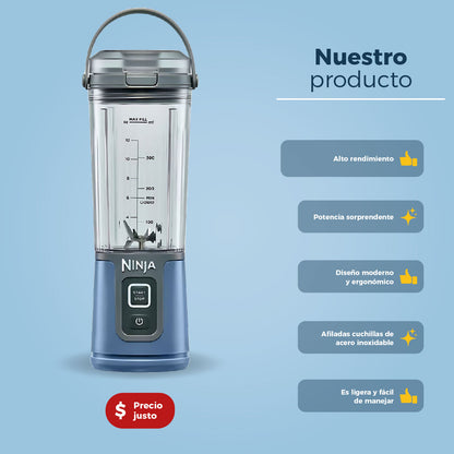 Licuadora Portátil Ninja Blast BC100NV Inalámbrica Recargable 16 Oz | 473ml Azul