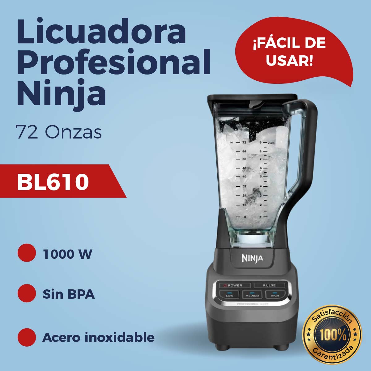 Licuadora Profesional Ninja BL610 1000 Watts