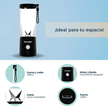 Licuadora Portátil 2  de 16 Oz con correa recargable USB BLENDJET2BLK