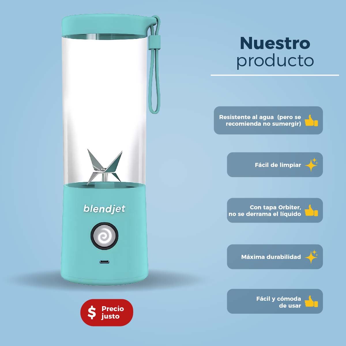 #COMBOSOL Wafflera Boma con capacidad para cuatro rebanadas y Licuadora personal Blendjet con capacidad de 16 Oz