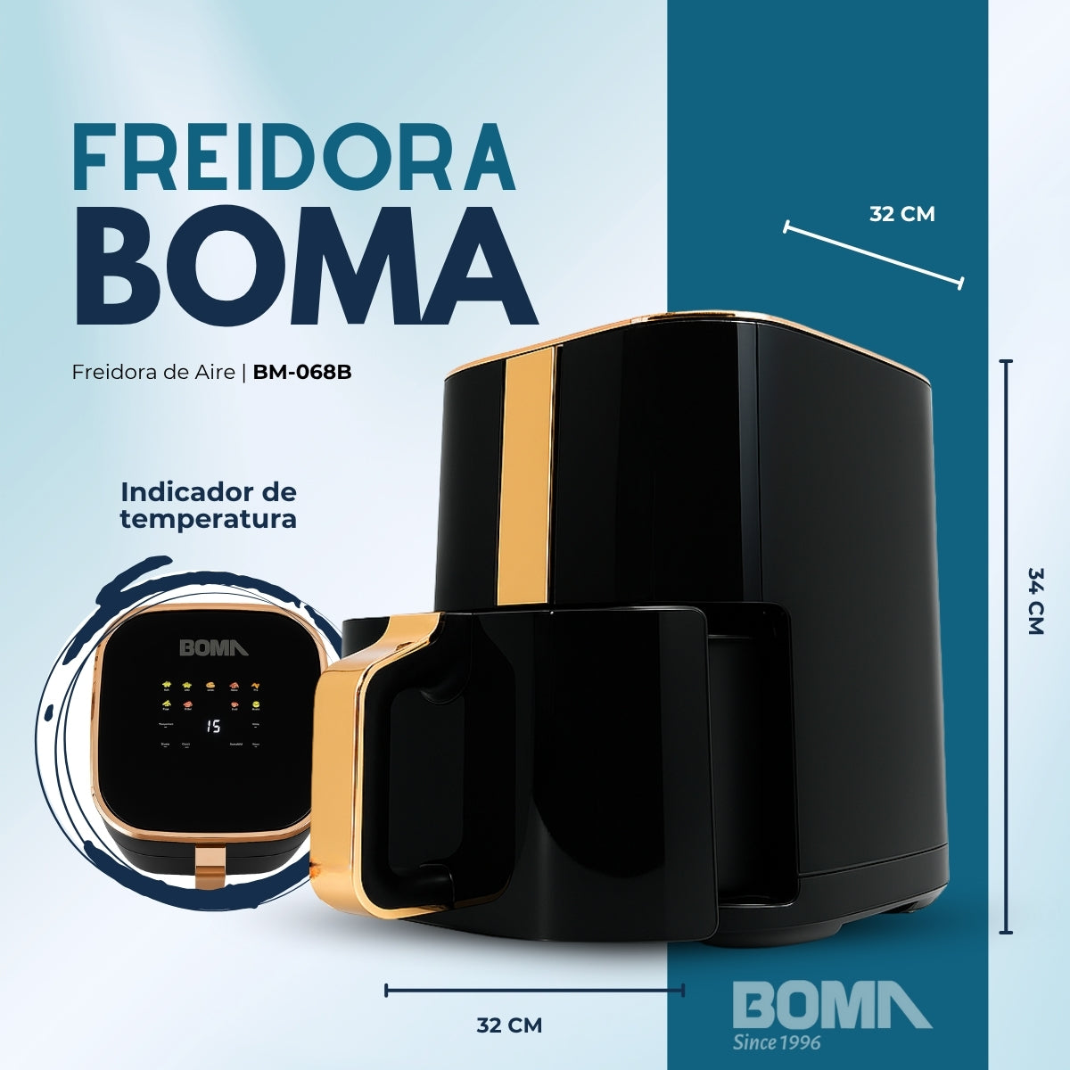 Freidora De Aire Boma Smart Multifunción Touch 5l 1400w BM-068B