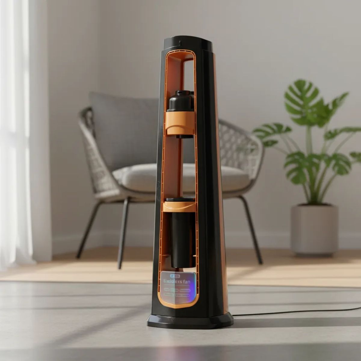 Ventilador de torre BOMA BM-18 Digital, gotas de agua antigravedad, humificador, cabeza giratoria, difusor de aromaterapia, purificador de aire ionizador, con control remoto Negro