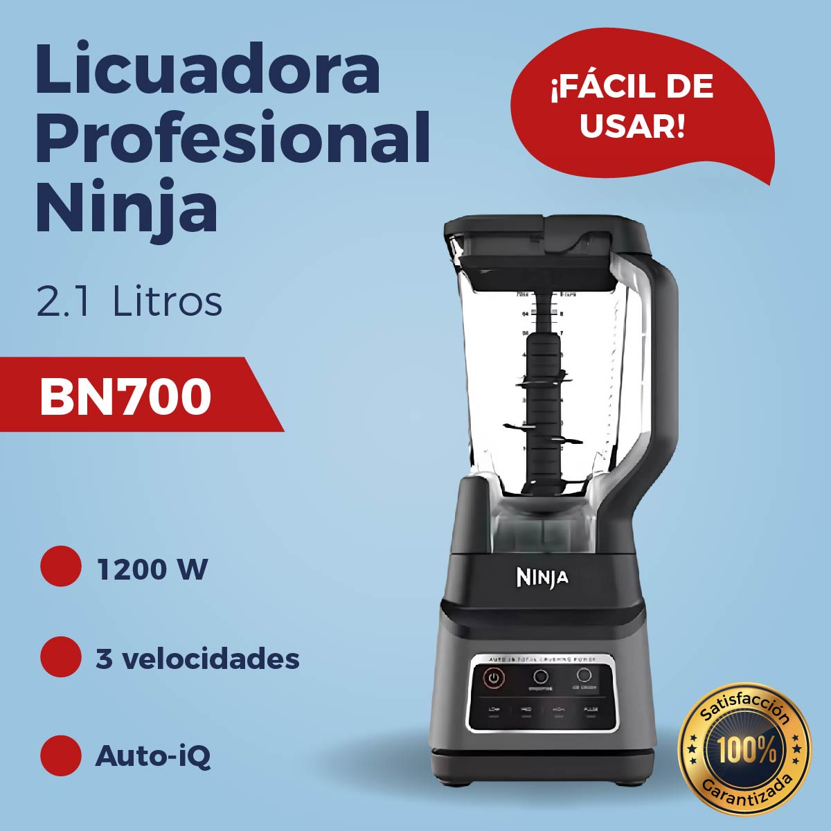 Licuadora Profesional Ninja BN700 1200 Watts Auto-iQ