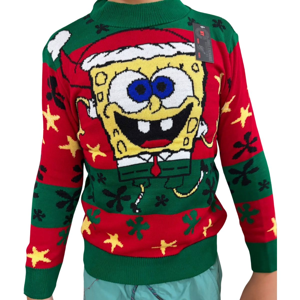 Suéter Navideño Infantil Tipo Ugly Sweater Bob Esponja CH Unisex