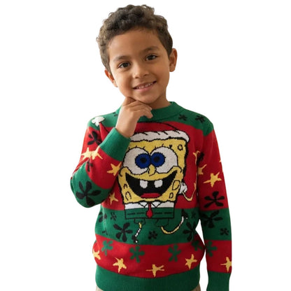 Suéter Navideño Infantil Tipo Ugly Sweater Bob Esponja CH Unisex