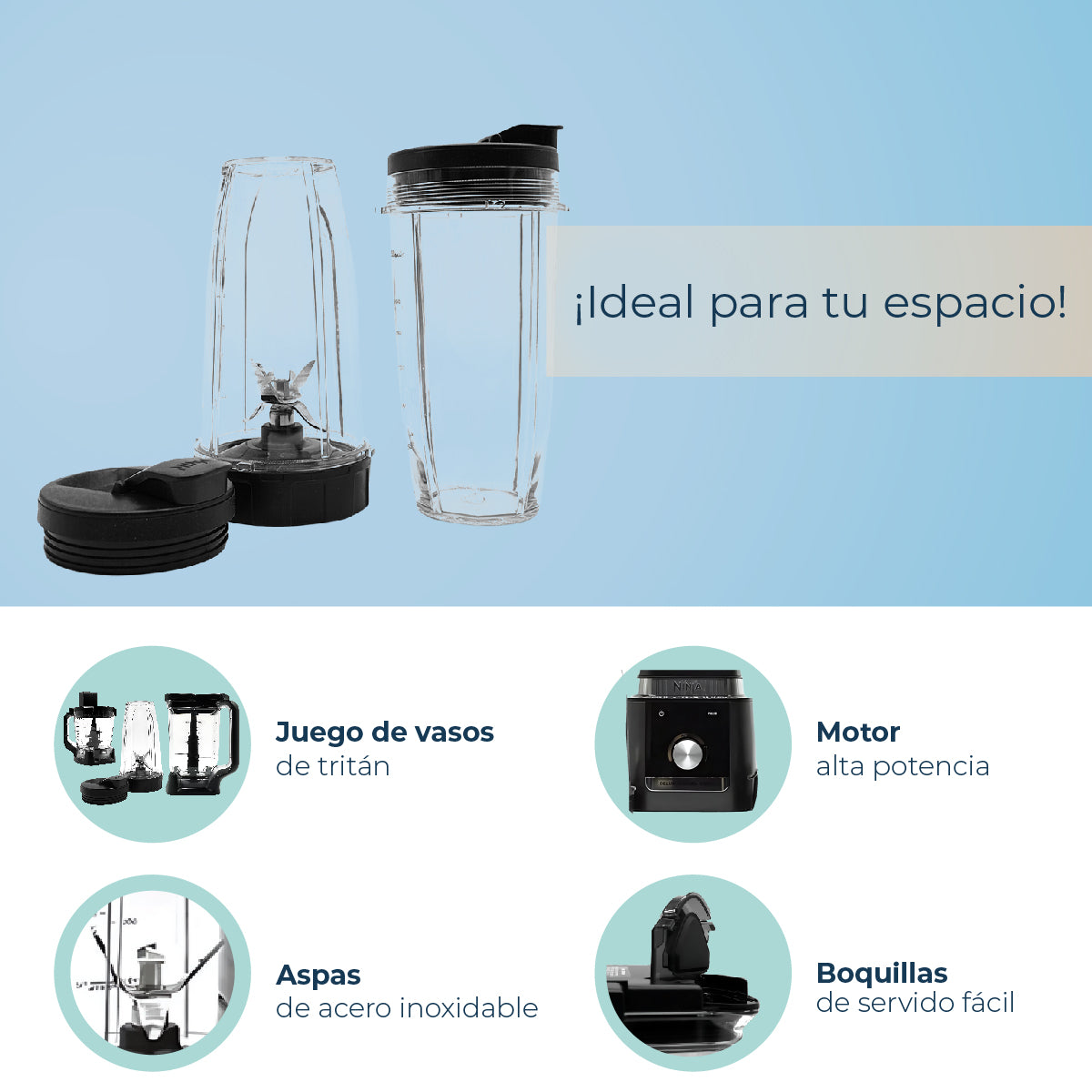 Licuadora Procesadora Profesional Ninja 7 Programas CO905KS Negro