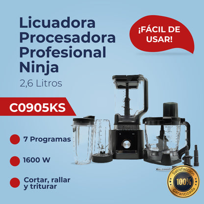 Licuadora Procesadora Profesional Ninja 7 Programas CO905KS Negro